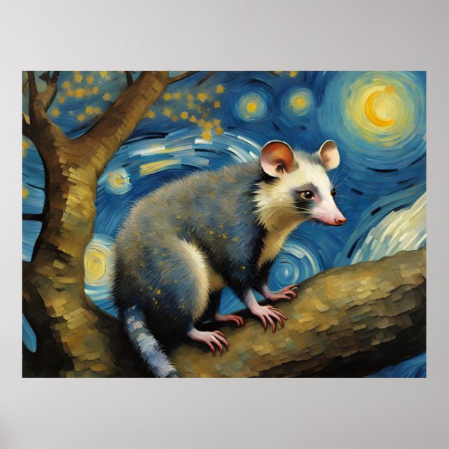 Eine Possum in der Sternennacht Poster (Vorne)