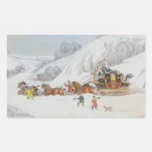 Eine Post im tiefen Schnee Rechteckiger Aufkleber