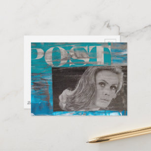 Eine Postfrau Mixed Media Collage Postkarte
