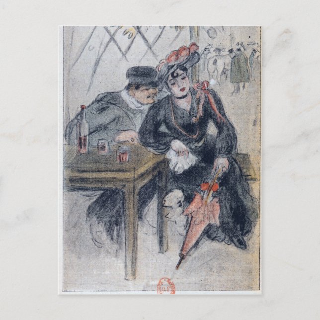 Eine Prostituierte und ihr Mandant Postkarte (Vorderseite)
