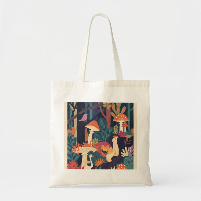 Eine psychedelische Wald-Tasche Tragetasche (Vorne)