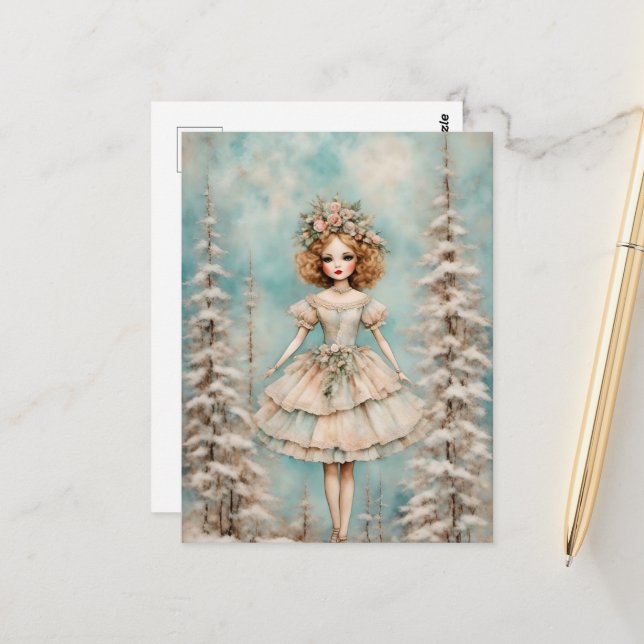 Eine Puppe im Wald Postkarte (Vorderseite/Rückseite Beispiel)