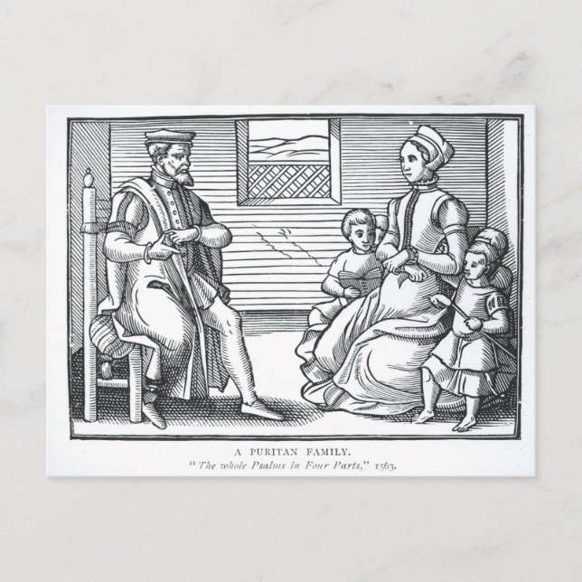 Eine puritanische Familie Postkarte (Vorderseite)