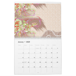 Eine raffinierte, blumengeschmückte Einrichtung mi Kalender