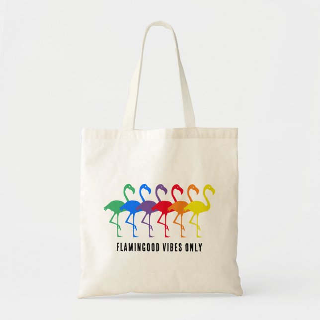 Eine Regenbogenherde von 'flamingo-od vibes only'! Tragetasche (Vorne)