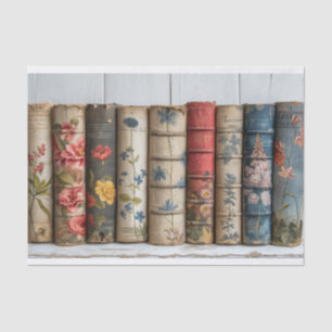Eine Reihe alter Bücher mit bemalten Blume Seidenpapier
