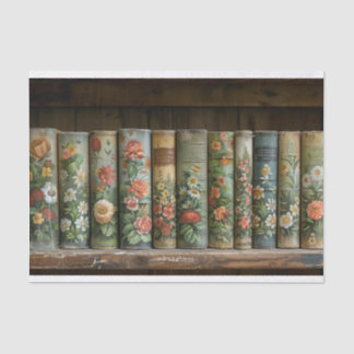 Eine Reihe alter Bücher mit verzierten Blume Seidenpapier