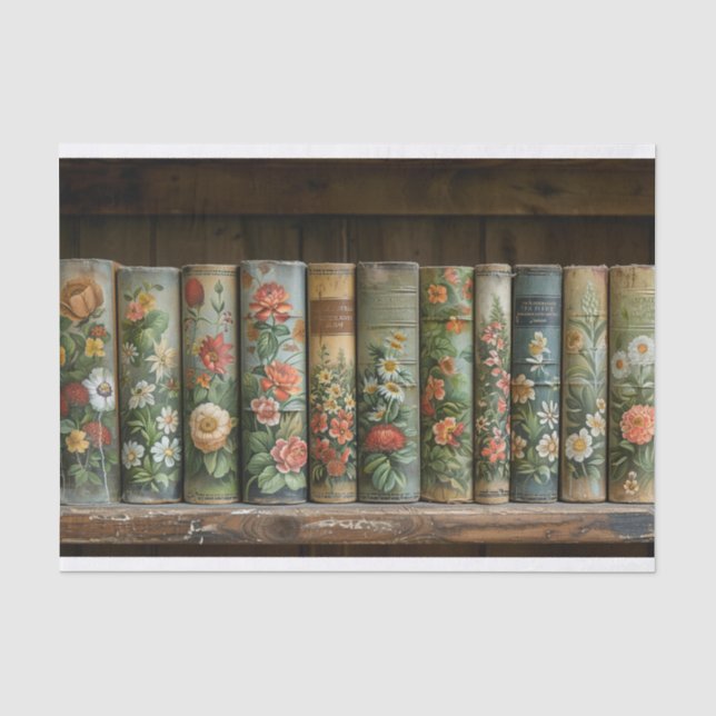 Eine Reihe alter Bücher mit verzierten Blume Seidenpapier (Vorderseite)