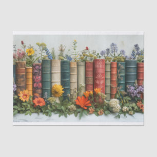 Eine Reihe alter Bücher mit verzierten Blume Seidenpapier
