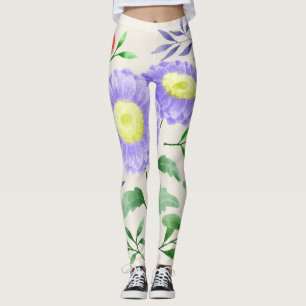 Eine Reihe von Blumen in Aquarell gemalt Leggings