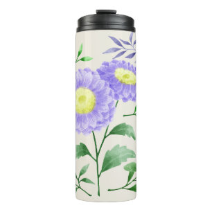 Eine Reihe von Blumen in Aquarell gemalt Thermosbecher