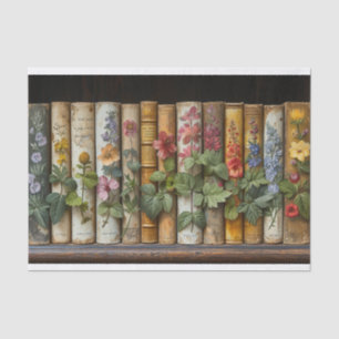 Eine Reihe von Büchern und Blume Seidenpapier