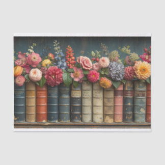 Eine Reihe von Büchern und Blume Seidenpapier