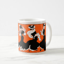 Eine Reihe von Frauen in schwarzem Kleid tanzen Kaffeetasse
