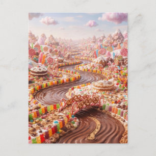 Eine Reise in unendliche Süßigkeiten   Süßigkeiten Postkarte