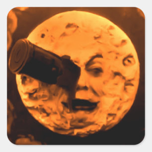 Eine Reise zum Mond (BlutorangeSepia) Quadratischer Aufkleber