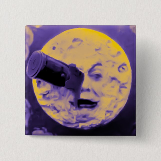 Eine Reise zum Mond (Lila Fiselig Fuzz) Button (Vorderseite)