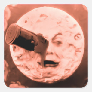 Eine Reise zum Mond (Sepia Rose) Quadratischer Aufkleber