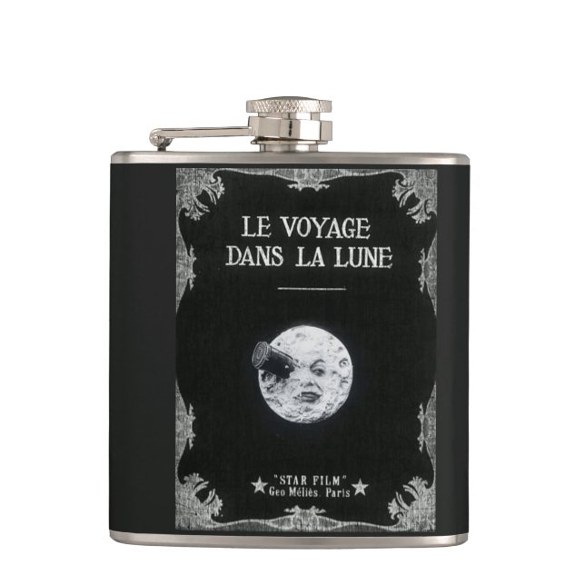 Eine Reise zum Mond-Vintagen Retro französischen Flachmann (Vorderseite)