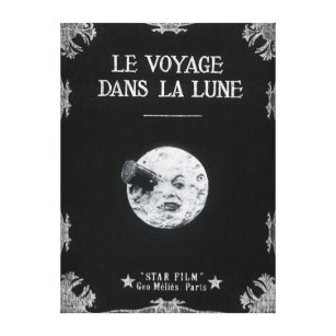 Eine Reise zum Mond-Vintagen Retro französischen Leinwanddruck