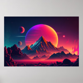 Eine Retrowelle, die der Schönheit der Berge zu ve Poster