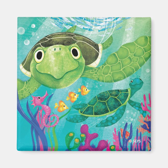 Eine Rettung der Meeresschildkröte Magnet (Vorne)