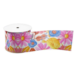 Eine Rolle Band mit einem lebendigen Blumenmuster Satinband