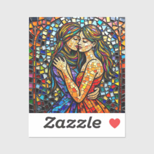 Eine romantische Embrase   Mosaik Women Ai Art Aufkleber