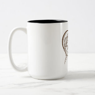 Eine romantische Line-Art-Illustration auf einem B Zweifarbige Tasse