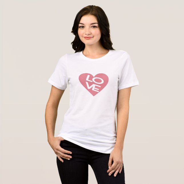 Eine rosa Herz- und Liebe-Typografie Tri-Blend Shirt (Vorderseite voll)