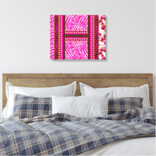 eine rosa und weiße Tapete mit einem Kreuz. Leinwanddruck