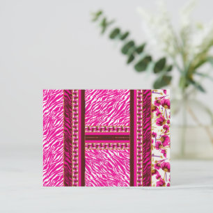 eine rosa und weiße Tapete mit einem Kreuz. Postkarte