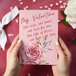 Eine Rose, ein Herz, Liebe und Bliss Valentins Karte
