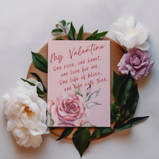 Eine Rose, ein Herz, Liebe und Bliss Valentins Postkarte