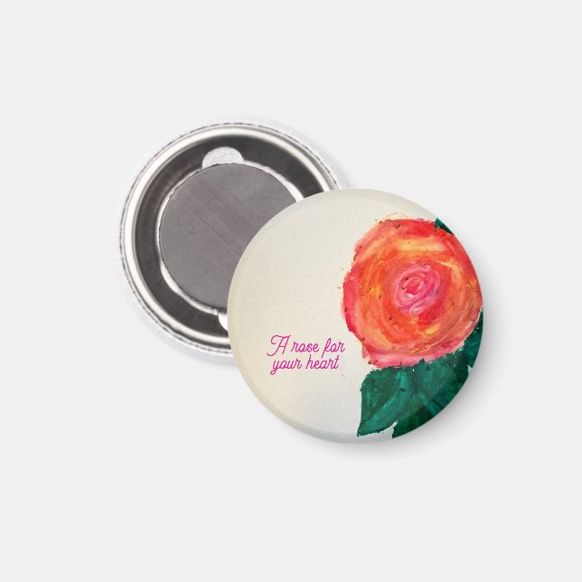 Eine Rose für dein Herz Magnet (Vorderseite/Rückseite)