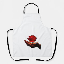 Eine Rose gibt Liebe aus Schürze