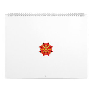 eine rot-gelbe Blume mit schwarzen Punkten Kalender