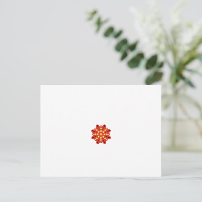 eine rot-gelbe Blume mit schwarzen Punkten Postkarte (Stehend Vorderseite)