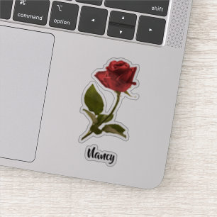 Eine Rot-Knock-out-Rose und eine Steppblauchfotogr Aufkleber