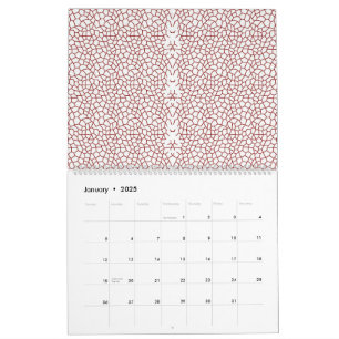 eine rot-weiße Tapete mit einem Muster darauf Kalender