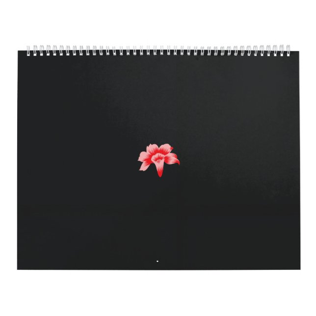 eine rote Blume auf schwarzem Hintergrund Kalender (Titelbild)