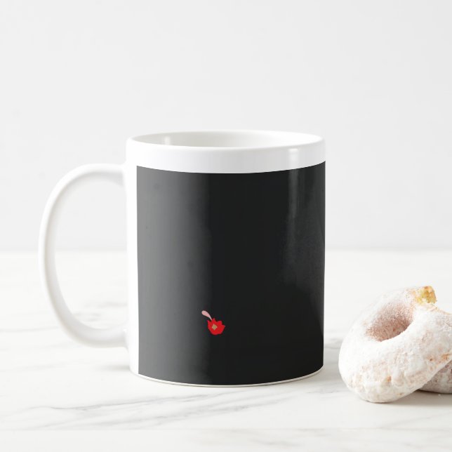 eine rote Blume mit schwarzem Hintergrund Kaffeetasse (Mit Donut)