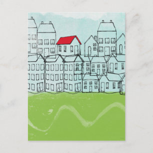 Eine rote Dachdecke Postkarte