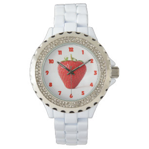 Eine Rote Erdbeere Fat Red Numbers wam Armbanduhr