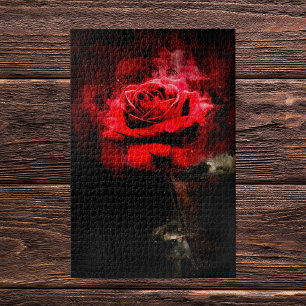 Eine rote Rose Aquarell auf schwarzem Hintergrund