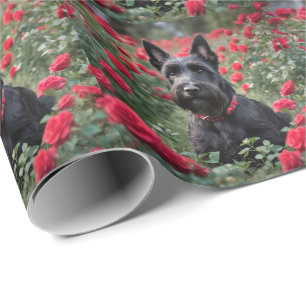 "Eine Rote Rose für den Schwarzen Schottischen Rei Geschenkpapier