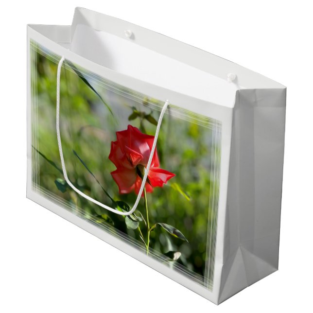 Eine rote Rose Große Geschenktüte (Vorderseite Schrägansicht)
