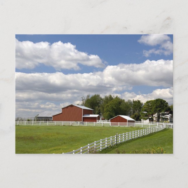 Eine rote Scheune und Farm in Pamona, Kansas. Postkarte (Vorderseite)