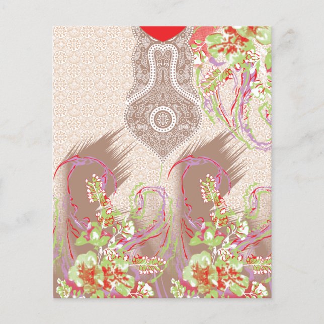 eine rote Vase mit Blume darauf. Flyer (Vorne)