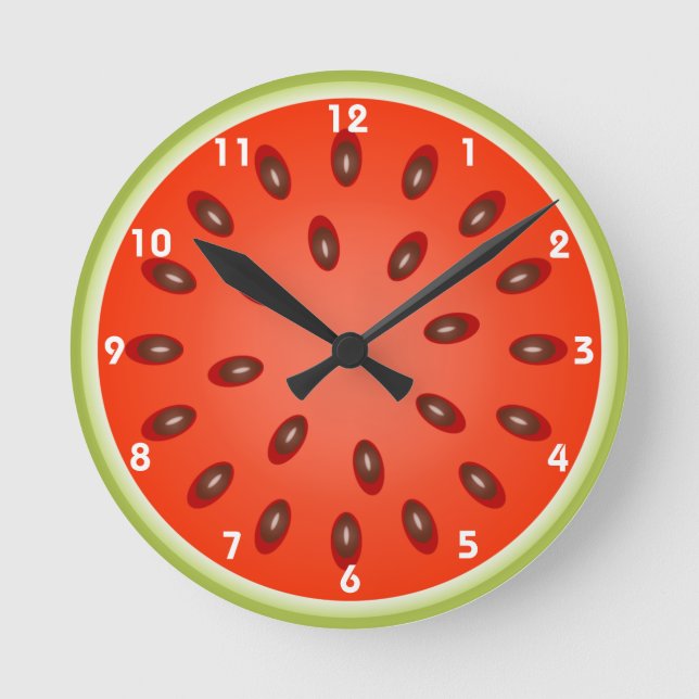 Eine Rote Wassermelone Runde Wanduhr (Vorderseite)
